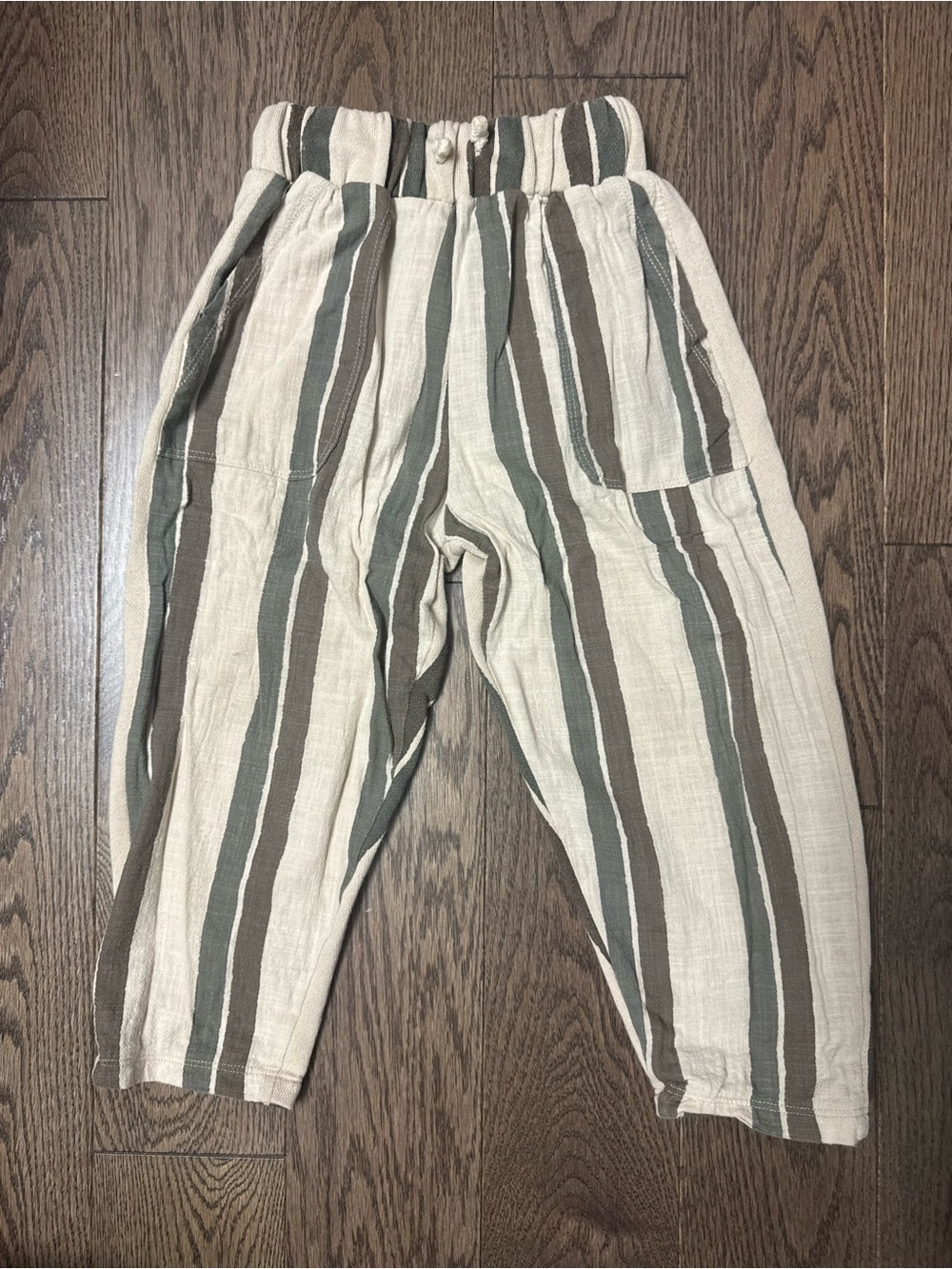 Zara Kids Striped Casual Pants in Cream, Olive & Brown size 4